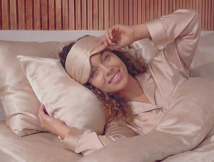 <h3>Discover Our New </h3><h2>Weighted Mulberry Silk Sleeping Mask</h2>